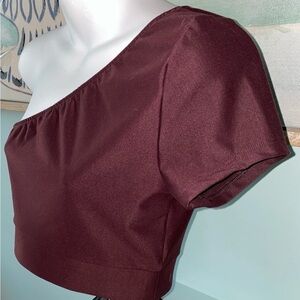 Victoria Secret Sport One Shoulder Top Size Small NWT Wine Color Banded Bottom